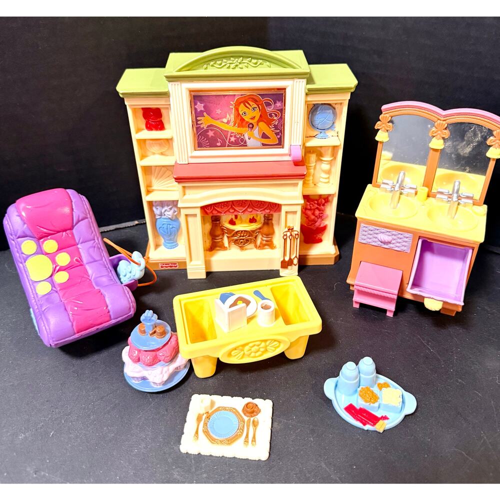 Fisher Price Loving Famiky Doll house furniture tv sink gamer chair food